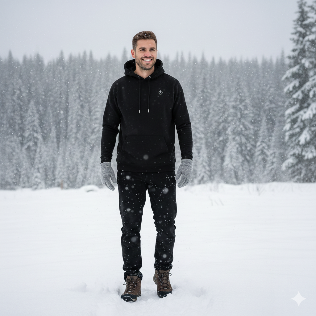 Hooded Electric Heating Top Portable Hoodie Usb Hoodie for Men with Adjustable Temperature Plus Size Winter Top with Drawstring